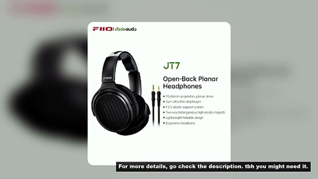FiiO JT7 Over-Ear Planar Magnetic Audiophile Headphones with 95x86mm Planar Driver design,Adjustable