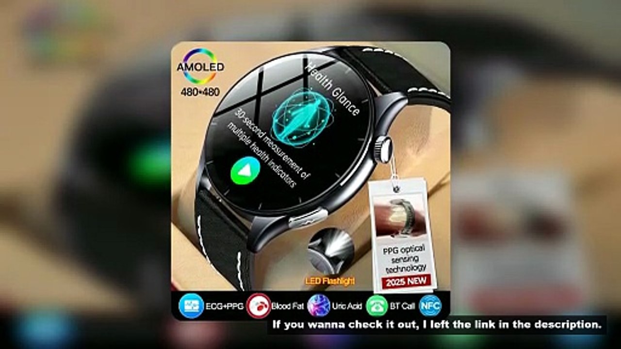 2025 New BMI Body Fat Blood Analysis Health Smartwatch NFC Bluetooth Call Smart Watch Led Flashlight