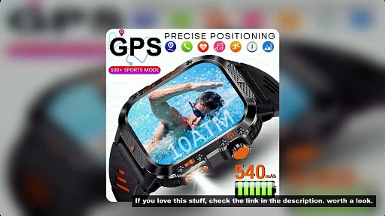 2026 New Military Grade Outdoor GPS Smart Watches Men Compass Heart Rate BT Call LED Flashlight 10AT