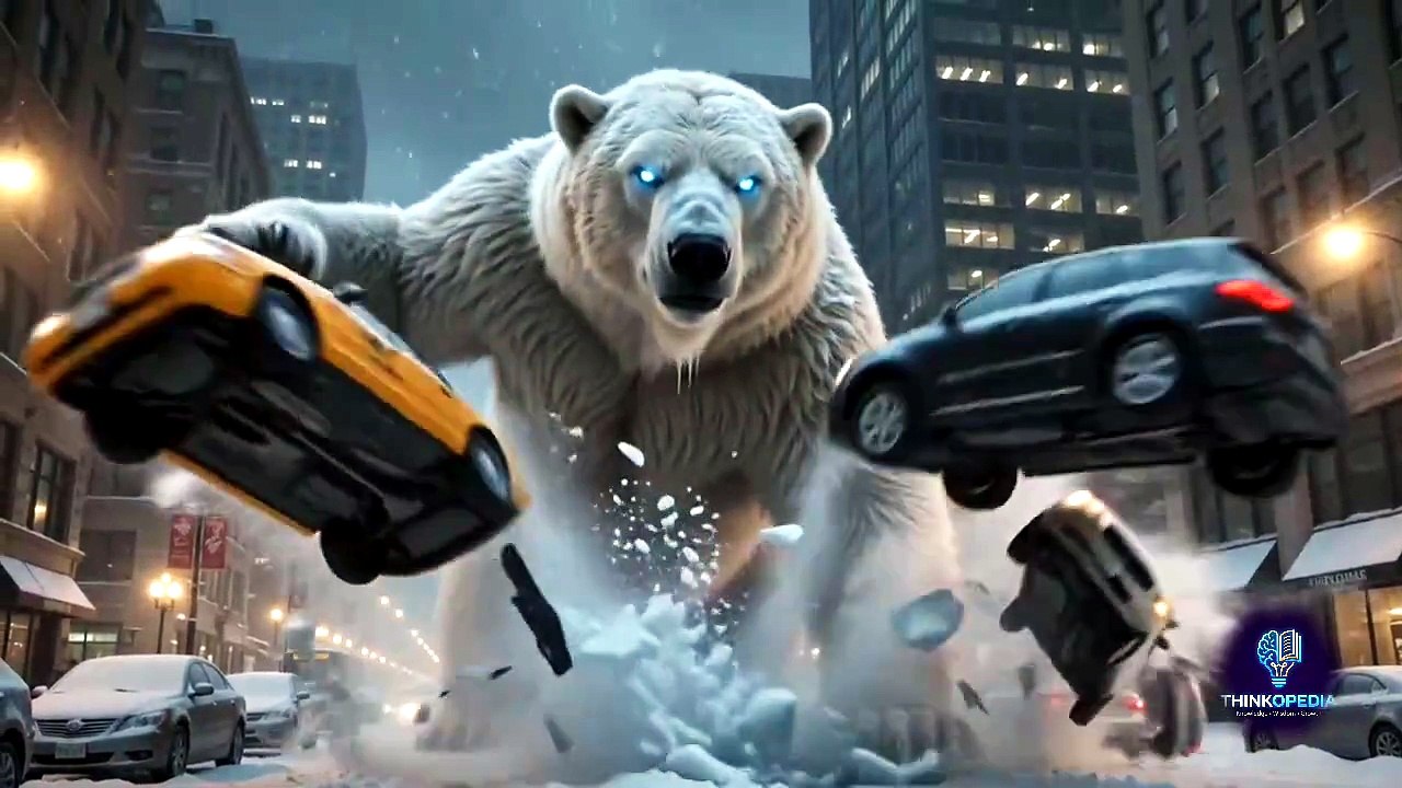Giant Bear Destruction in Snowy Chicago 😱 – 170ft Monster vs Mysterious Black Hero & Fighter Jets!