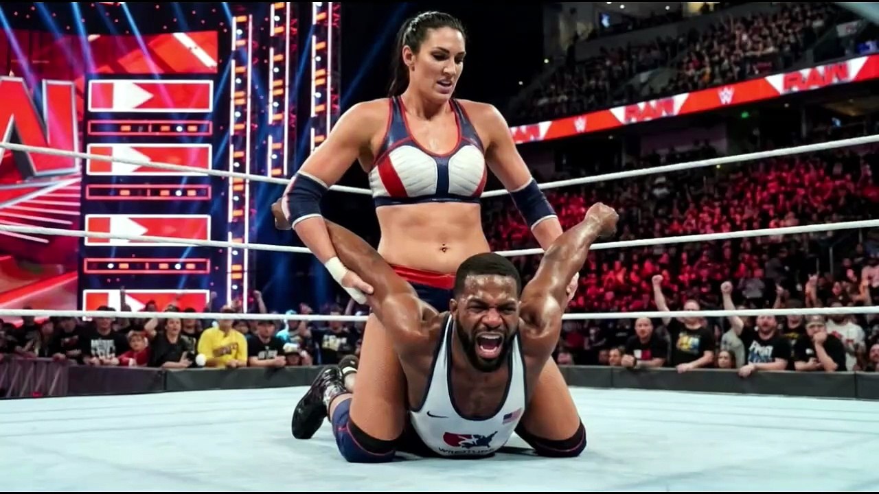 Tracey Takes Control! Tall Female Wrestler Toys With Mike