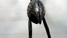 Handmade Damascene Ostrich Sculpture – Silver Inlay Metal Art from Meknes, Luxury Artisan Bird Decor9