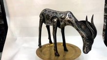 Moroccan Damascene Gazelle Sculpture – Silver Inlay Metal Art from Meknes, Luxury Antelope Decor, Artisan Wildlife Statue8