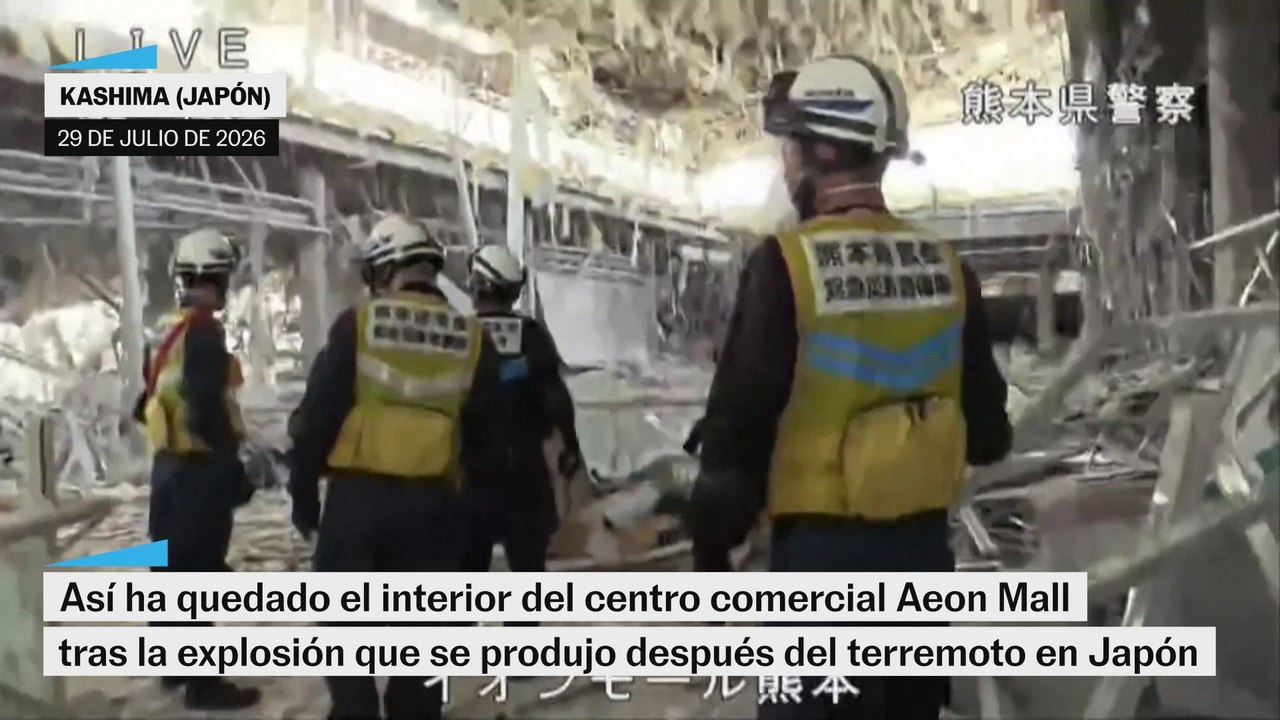 Las ruinas de un centro comercial en Japón tras sufrir una explosión