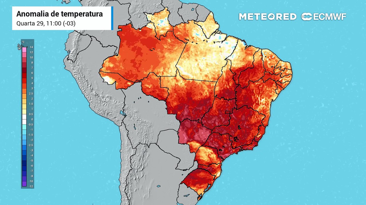 Quarta-feira, 29 de julho: Anomalia de temperatura.