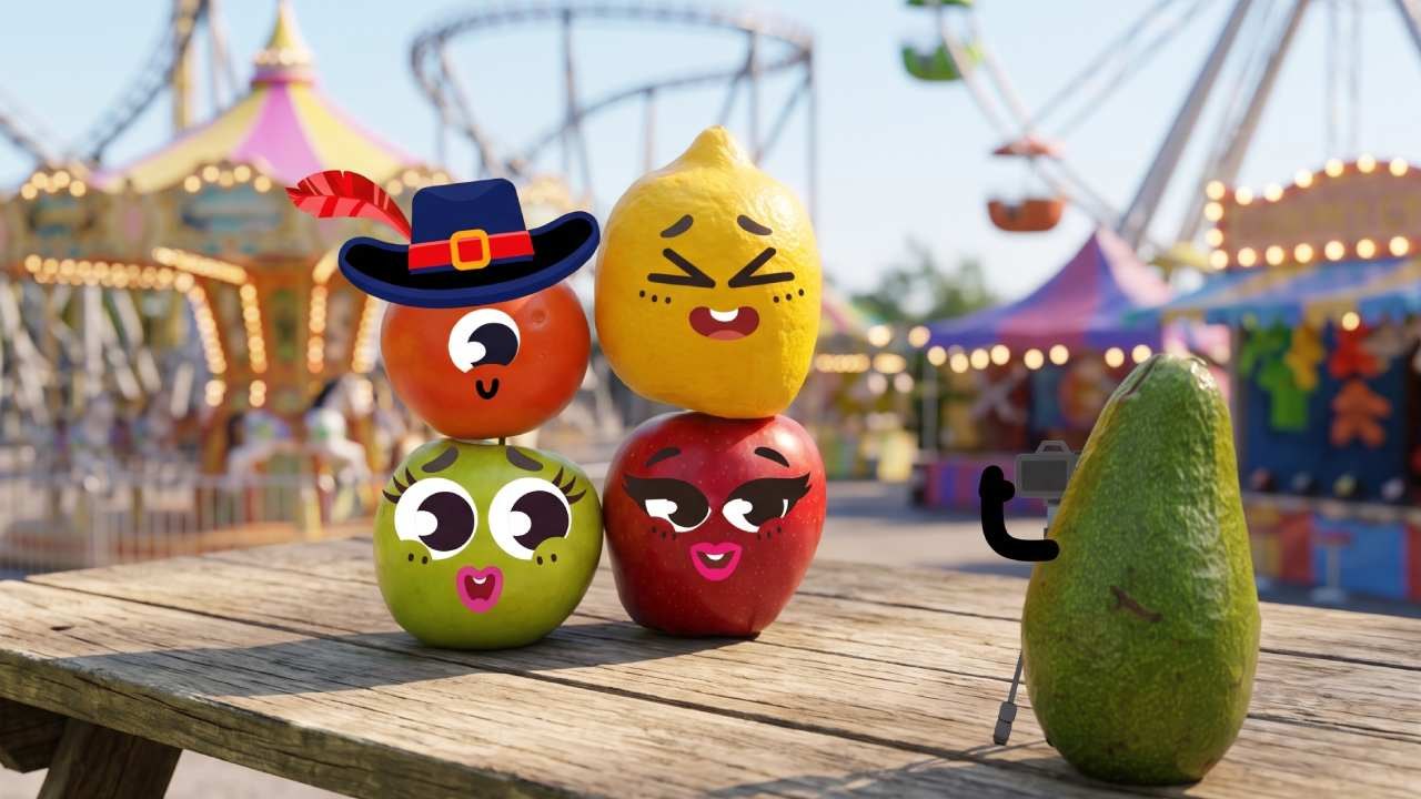 Fruit Group Photo Day! Cute Avocado Photographer in Doodland 📸🥑🍋