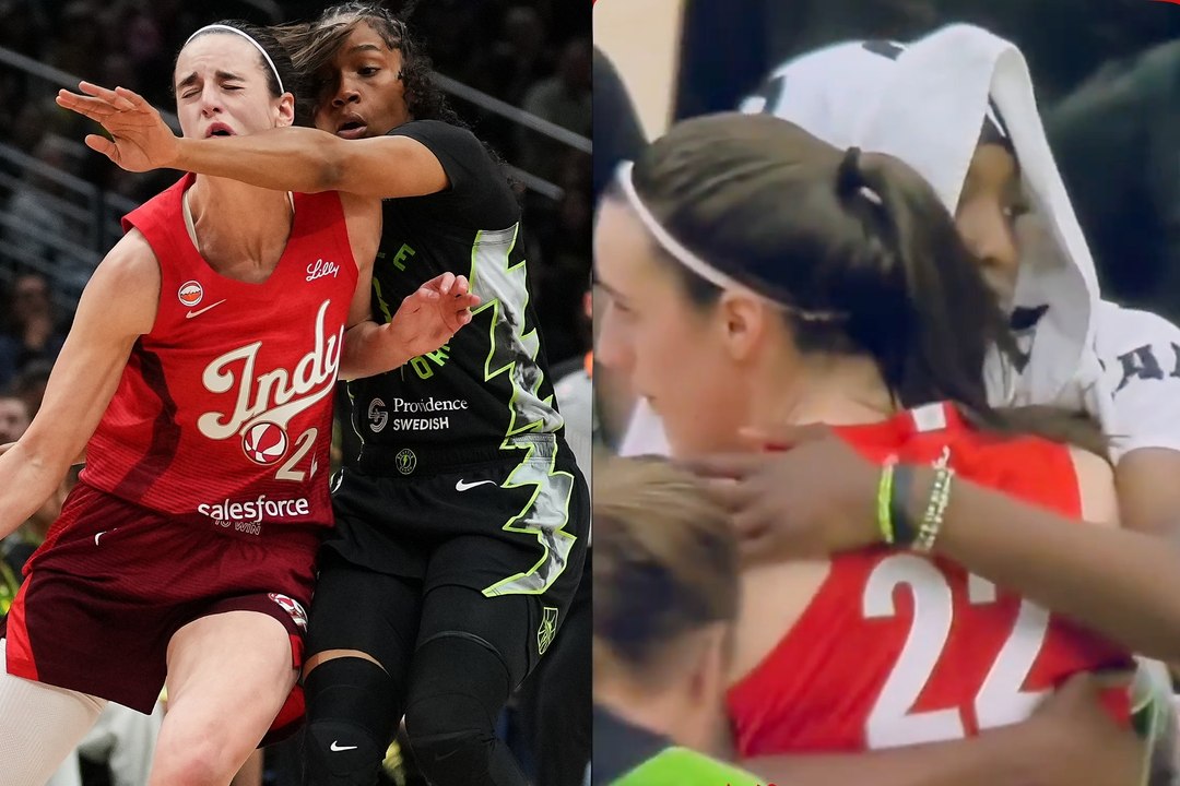 Caitlin Clark consuela a Flau'jae Johnson tras la lesión de Aliyah Boston