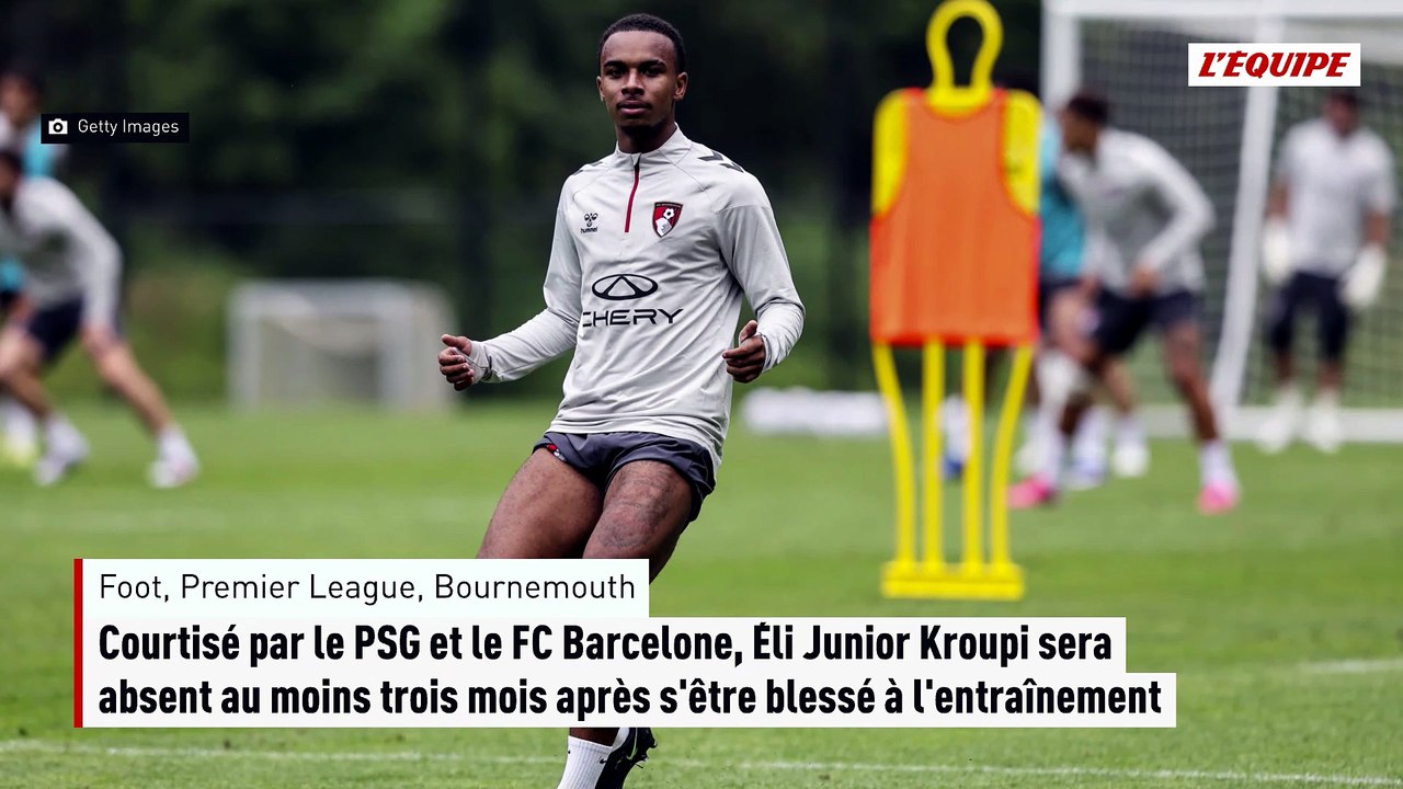 Courtisé par le PSG et le FC Barcelone, Éli Junior Kroupi sera absent au moins trois mois après s'être blessé à l'entraînement - Foot - Premier League - Bournemouth
