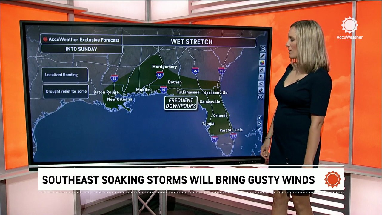 Soaking storms with damaging wind potential in store for the Southeast