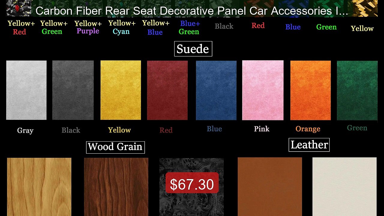 Carbon Fiber Rear Seat Decorative Panel Car Acc...