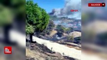 Balıkesir'in Edremit ilçesinde alevlerle mücadele devam ediyor