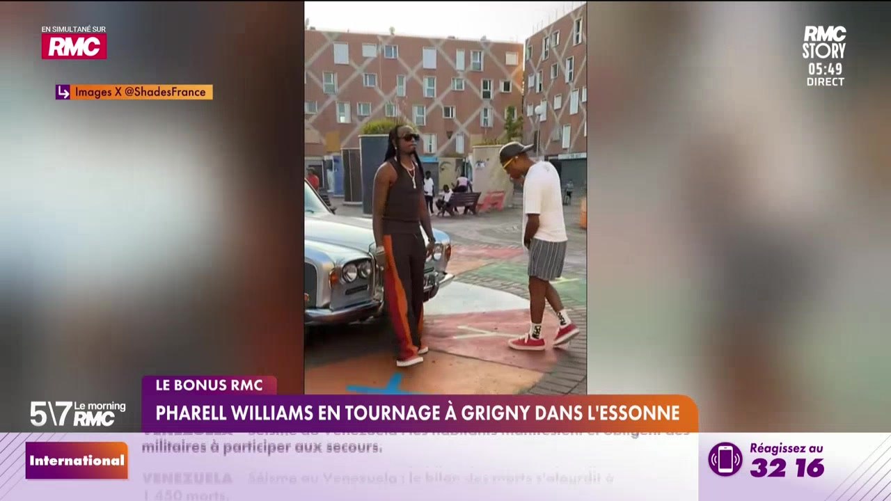 Le bonus RMC : Pharrell Williams en tournage à Grigny dans l'Essonne - 29/06