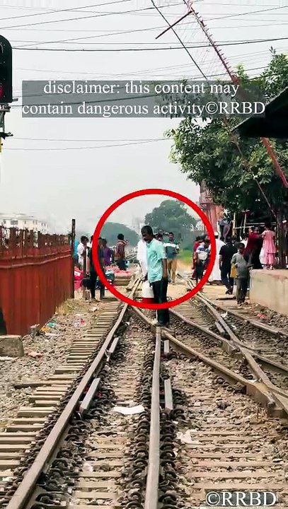 Never walk in front of a moving train!❌🚂
