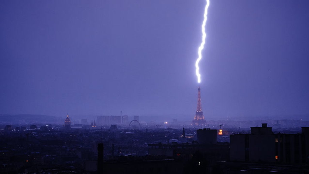 Watch: Lightning strikes Eiffel Tower during violent Paris thunderstorm