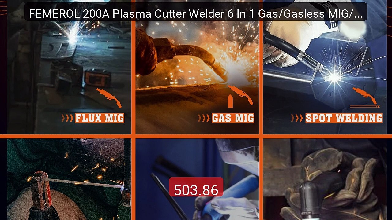 FEMEROL 200A Plasma Cutter Welder 6 In 1 Gas/Gasless MIG/HF T... -- Amazing Value 2026 | Must Have!