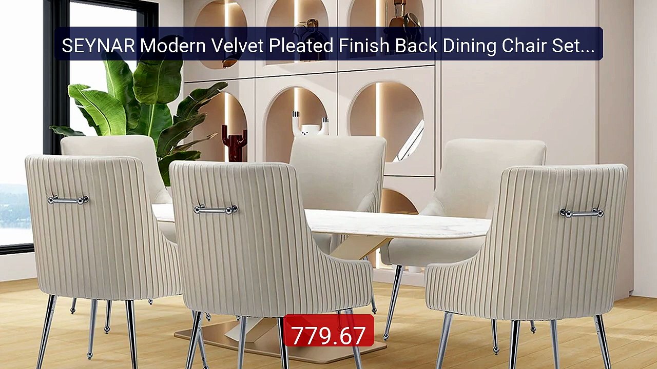 SEYNAR Modern Velvet Pleated Finish Back Dining Chair Set of 6... -- Hot Deal 2026 | Limited Offer!
