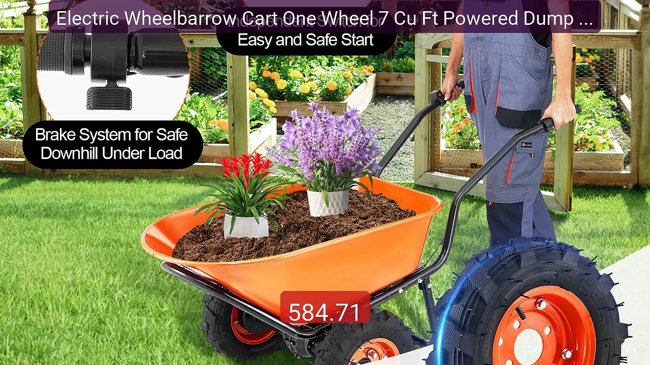 Electric Wheelbarrow Cart One Wheel 7 Cu Ft Powered Dump Cart 573 lbs -- Best Deal 2026 | Shop Now!