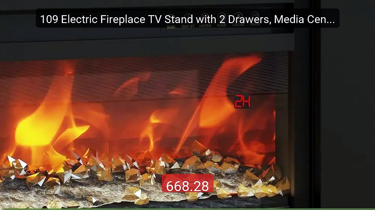 109 Electric Fireplace TV Stand with 2 Drawers, Media Center, ... -- Best Buy 2026 | Great Quality!