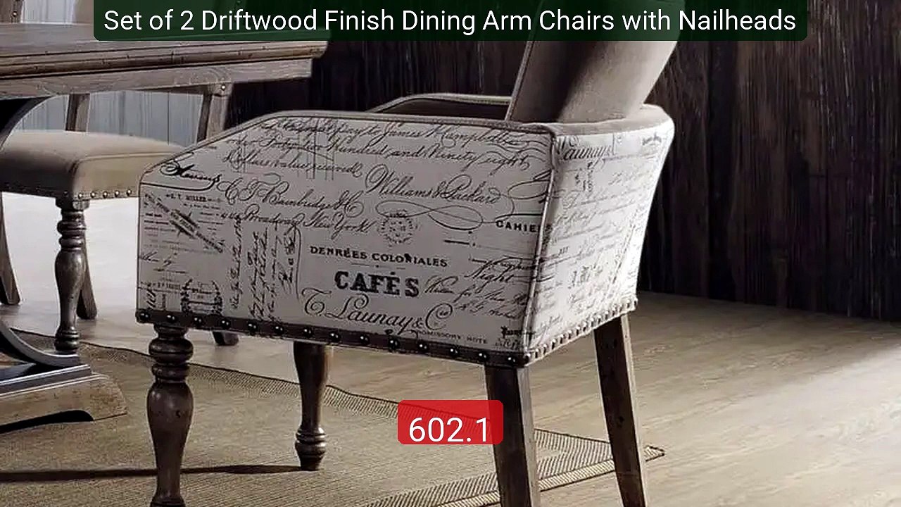 Set of 2 Driftwood Finish Dining Arm Chairs with Nailheads -- Top Pick 2026 | Unbeatable Price!