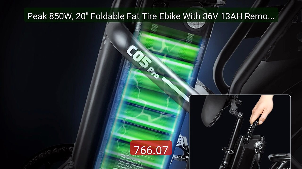 Peak 850W, 20" Foldable Fat Tire Ebike With 36V 13AH Removable... -- Best Buy 2026 | Great Quality!