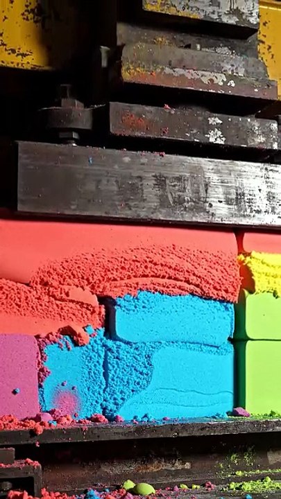Foam Blocks Crushed by Hydraulic Press | Super Satisfying Compression ASMR 🧽💥