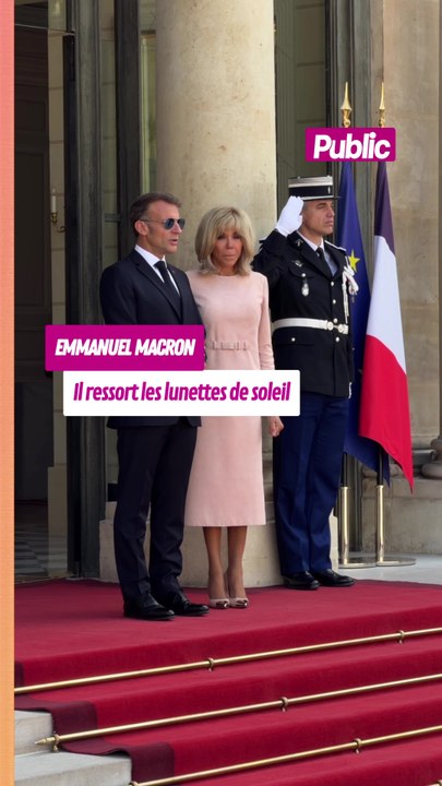 Dîner d’État à l’Élysée : Emmanuel Macron ressort les lunettes de soleil pour accueillir le roi et la reine de Thaïlande