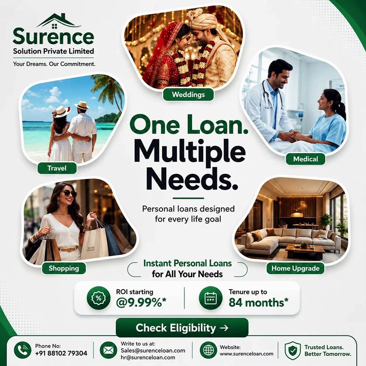 Best Personal Loan in India – One Loan, Multiple Needs! | Surence Solution Private Limited