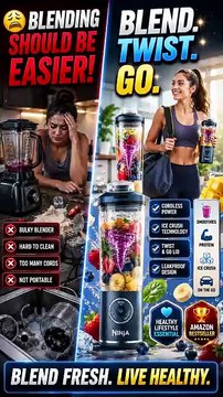 Ninja Blast Max Portable Blender BC251NV | Cordless 22 oz Personal Smoothie Blender with Ice Crush, Twist & Go, 3 Auto Programs, Dishwasher Safe