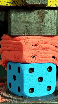 Hydraulic Press Crushing Foam Dice | Satisfying Compression ASMR 🎲💥
