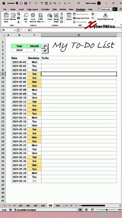 Vertical Calendar Template - Excel Tips and Tricks