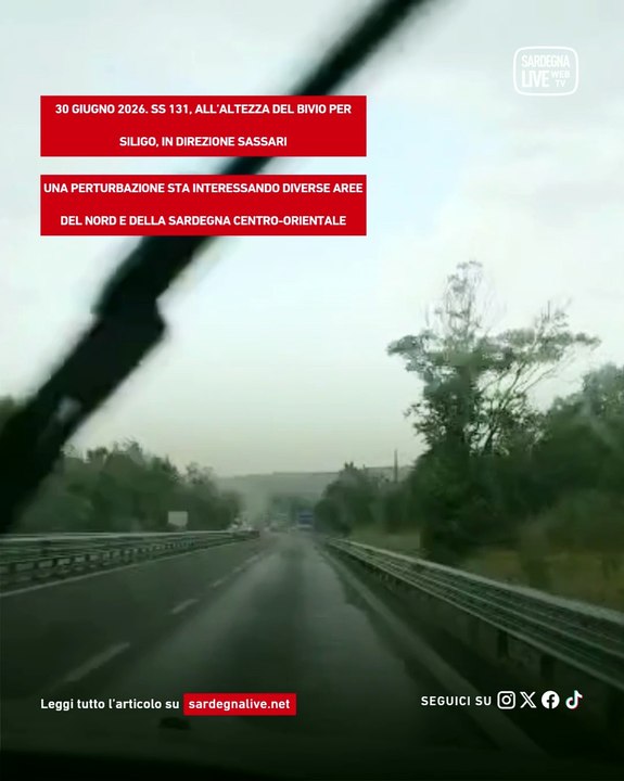 30 giugno 2026. Pioggia intensa lungo la #SS131, all?altezza del bivio per Siligo