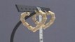 10K Gold Heart Door Knocker Bamboo Hoop Earrings 1 1/2 HB_11
