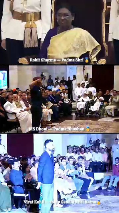 MS DHONI VIRAT KOHLI AND ROHIT SHARMA Padma Shri Awards
