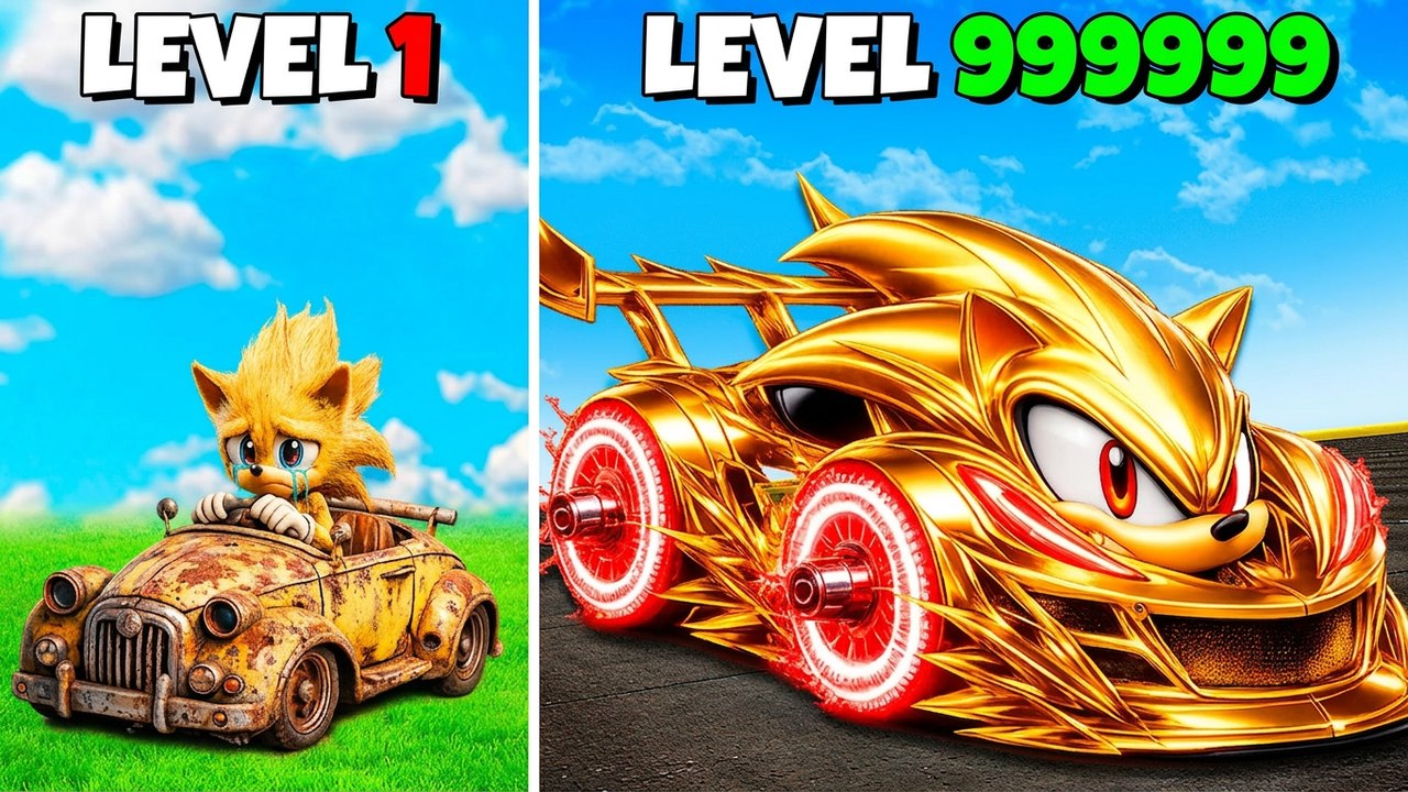 Upgrading the Super Sonic Car from Level 1 to 1,000,000 in GTA 5! (Sonic Movie Mod)