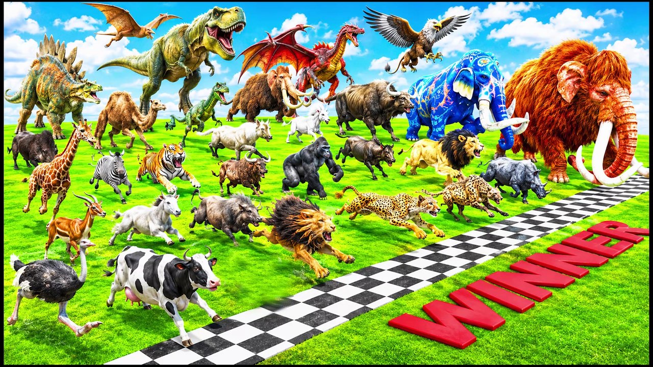 Incredible Animals Race vs Dinosaurs vs Prehistoric Mammals Speed Race RuN Who Will Win ARBS 2026 thumnail