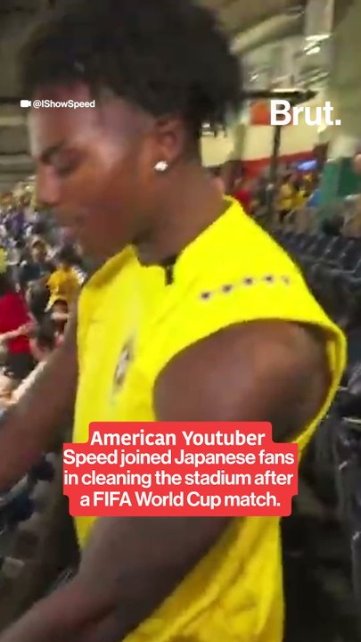 Japanese fans stayed back to clean their stadium section