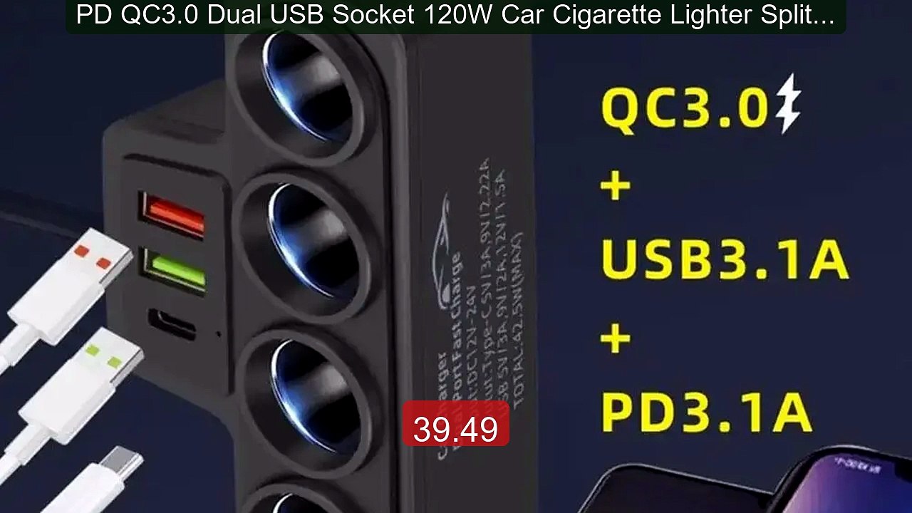 PD QC3.0 Dual USB Socket 120W Car Cigarette Lighter Splitter 1... -- Best Buy 2026 | Great Quality!