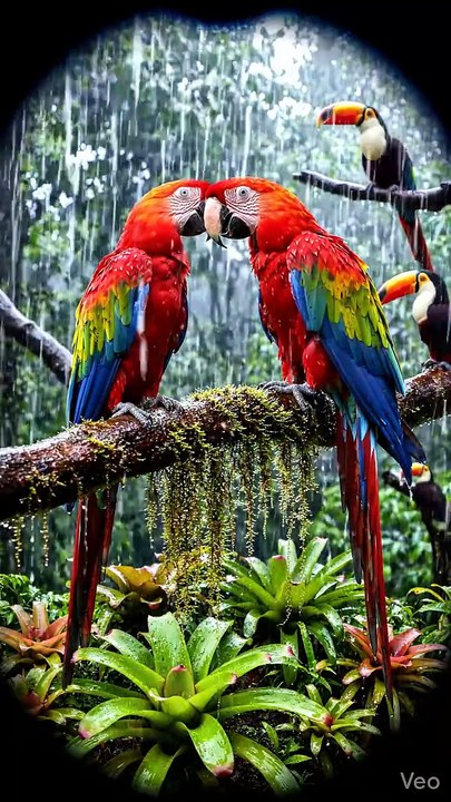 Deux perroquets sous la pluie - Vidéo drôle d'animaux
