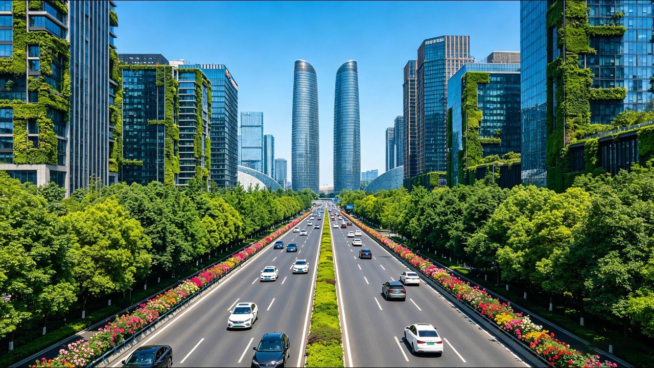 World’s No.1 Green City Drive Tour Chengdu’s Forest-Covered Skyline Will Shock You. Description in English