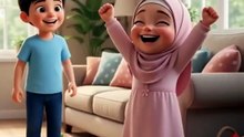 cozy Islamic family home, a cute Muslim brother and little sister