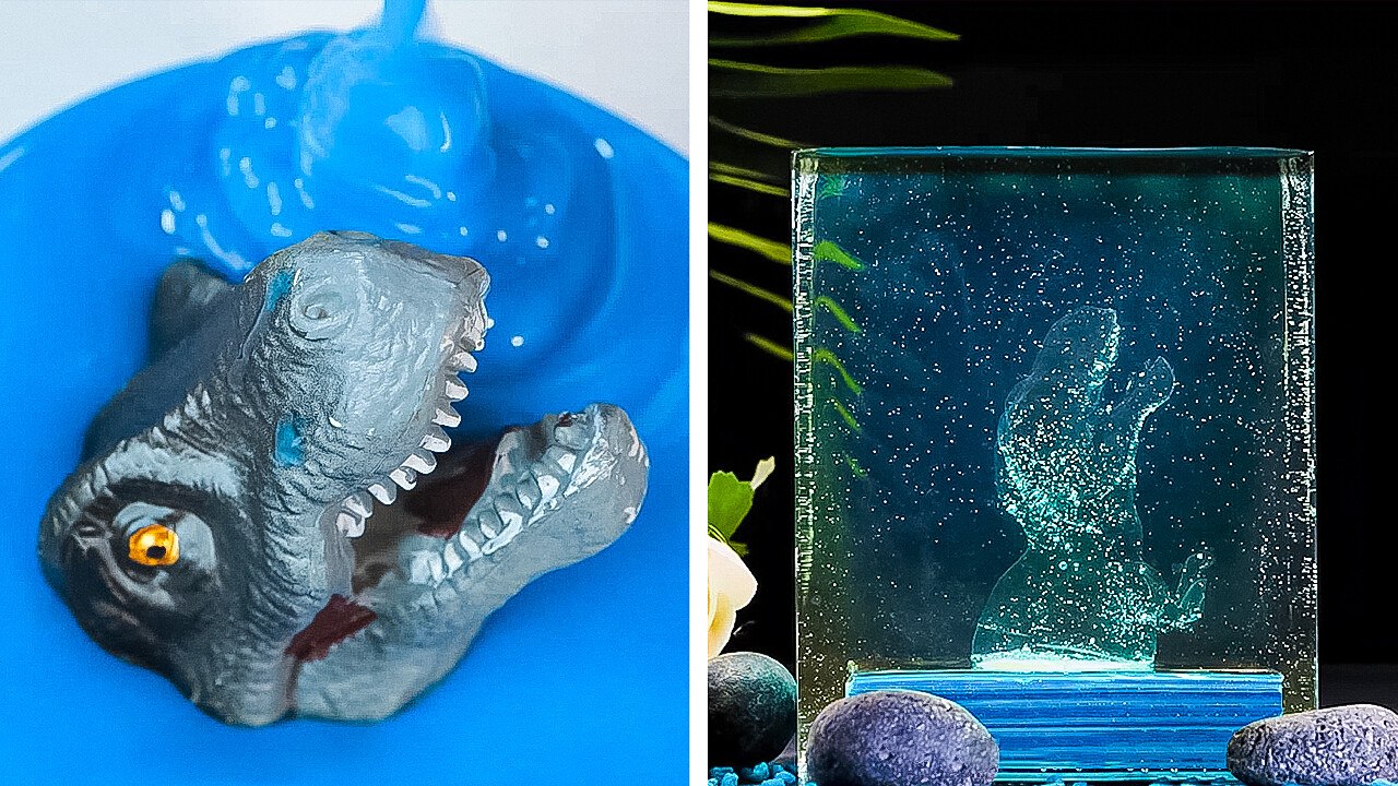 Creative Dino-Inspired Epoxy Resin Lamp Ideas