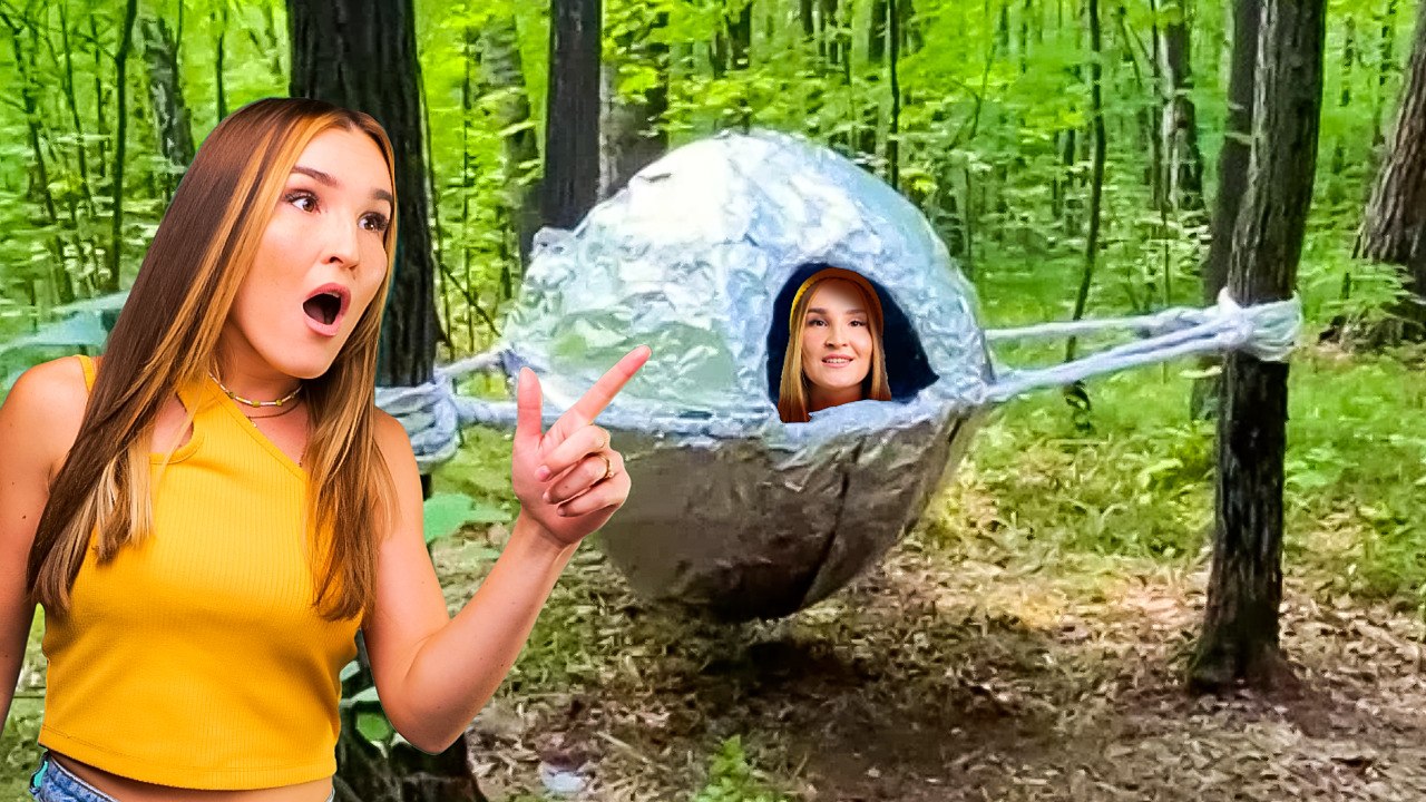 A girl made a tent ONLY from FOIL ? and hung it IN THE AIR!