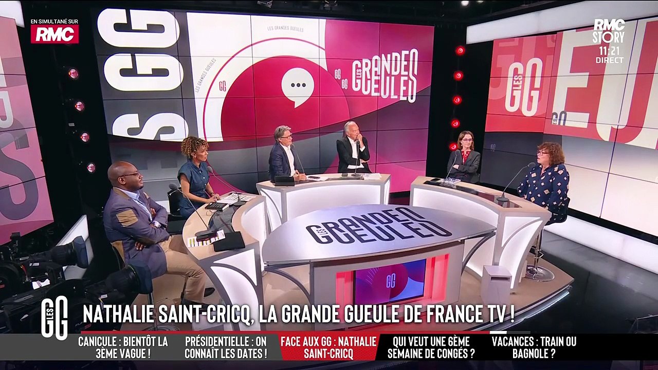 Nathalie Saint-Cricq le 1er juillet sur le plateau des "Grandes Gueules" sur RMC et RMC Story.