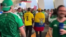 Una mexicana le tiró cerveza a hinchas ecuatorianos