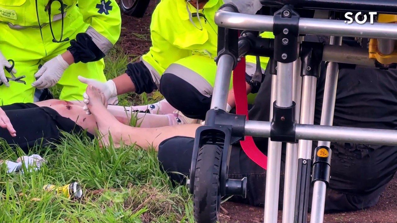 Casal fica ferido após pneu de motocicleta estourar na BR-369, em Cascavel