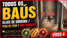 God of War 1, Todos Baús, Olhos de Górgona, Pena de Fênix, Orbe Vermelho em Athens Town Square 4