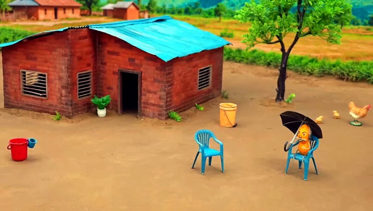 Building Mini Dog House with Bricks & Wood | Miniature Village Build Cartoon video