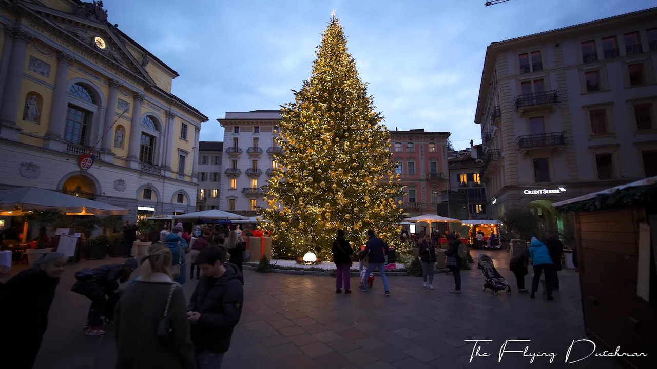 Lugano 4K 60fps: Enchanting Christmas Walk in Switzerland