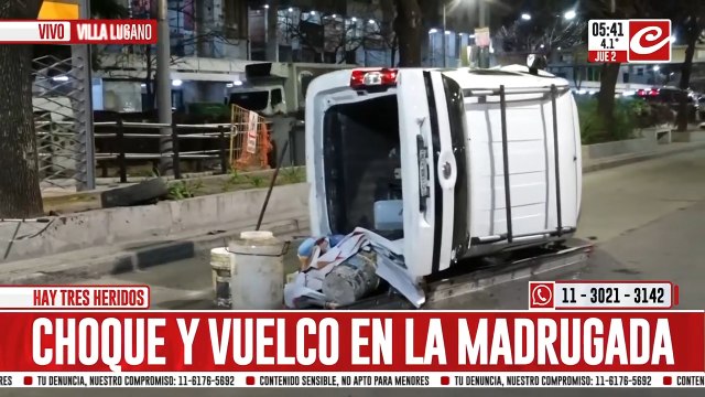 Tremendo accidente en Villa Lugano: camioneta chocó contra un cantero y terminó volcado