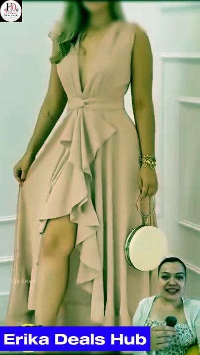 Vestido Largo de Gala con Escote en V y Volantes | Disponible en 4 Colores Elegantes